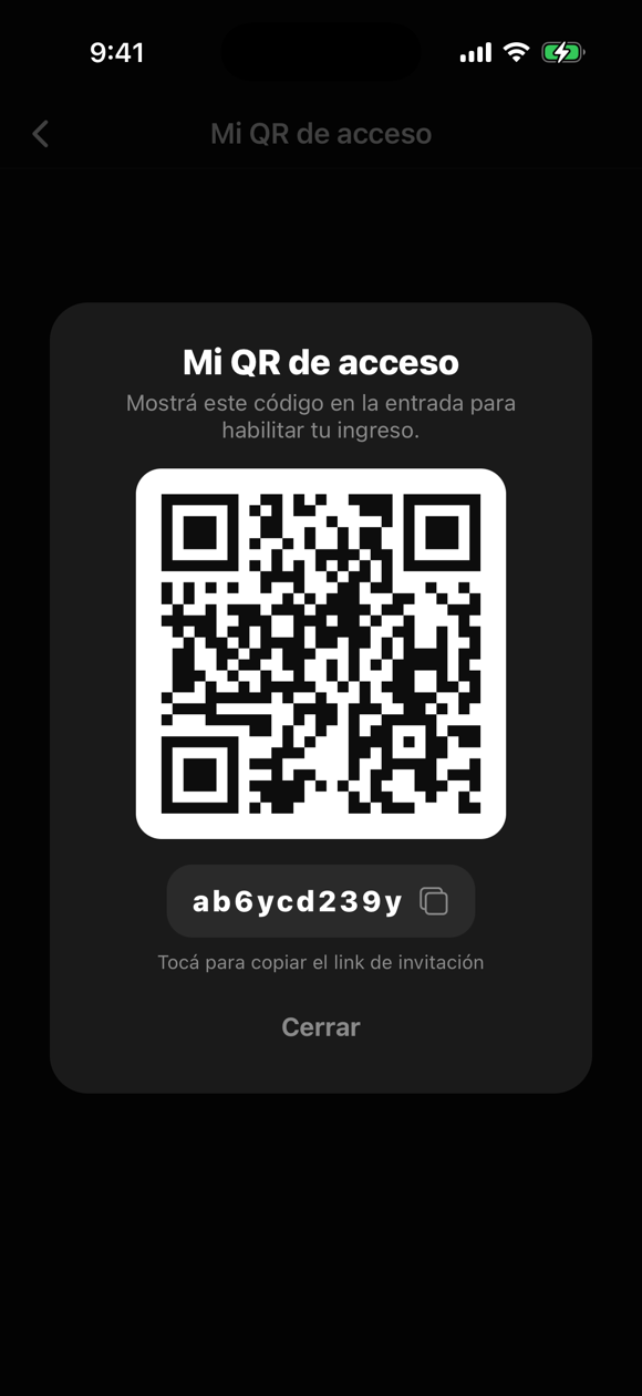 QR de acceso del socio